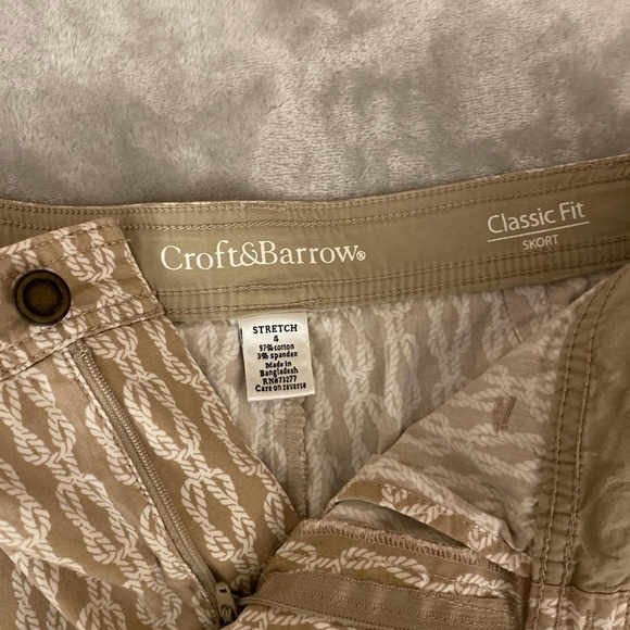 Croft & Barrow Tan Cream Mini Pencil Skort Casual - Picture 3 of 5